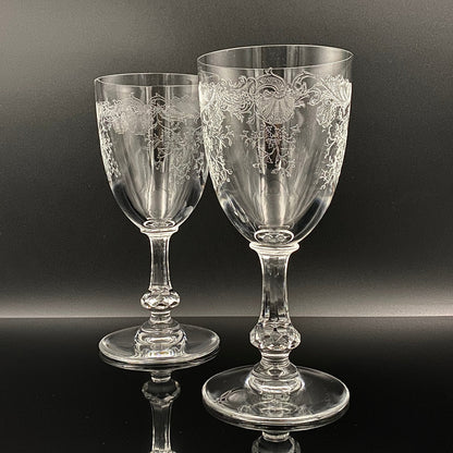 Old Saint Louis Crystal（オールド サンルイ クリスタル ）1910年代 モデル Lorraine（ロレーヌ）花唐草文様 グラス２点セット #77