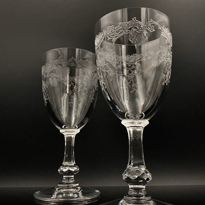 Old Saint Louis Crystal（オールド サンルイ クリスタル ）1910年代 モデル Lorraine（ロレーヌ）花唐草文様 グラス２点セット #77