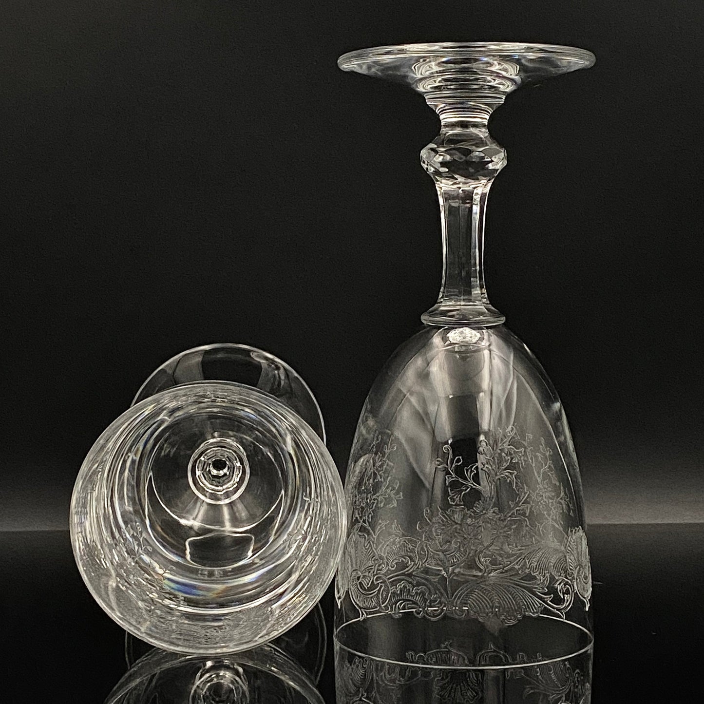 Old Saint Louis Crystal（オールド サンルイ クリスタル ）1910年代 モデル Lorraine（ロレーヌ）花唐草文様 グラス２点セット #77