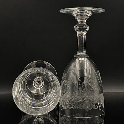 Old Saint Louis Crystal（オールド サンルイ クリスタル ）1910年代 モデル Lorraine（ロレーヌ）花唐草文様 グラス２点セット #77