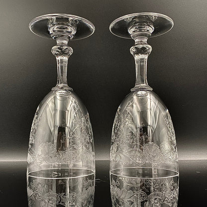 Old Saint Louis Crystal（オールド サンルイ クリスタル ）1910年代 モデル Lorraine（ロレーヌ）花唐草文様 グラス２点セット #77