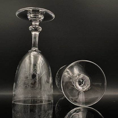 Old Saint Louis Crystal（オールド サンルイ クリスタル ）1910年代 モデル Lorraine（ロレーヌ）花唐草文様 グラス２点セット #77