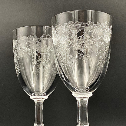 Old Saint Louis Crystal（オールド サンルイ クリスタル ）1910年代 モデル Lorraine（ロレーヌ）花唐草文様 グラス２点セット #77