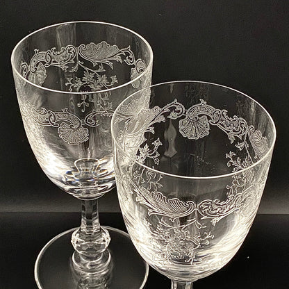 Old Saint Louis Crystal（オールド サンルイ クリスタル ）1910年代 モデル Lorraine（ロレーヌ）花唐草文様 グラス２点セット #77