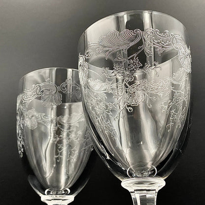 Old Saint Louis Crystal（オールド サンルイ クリスタル ）1910年代 モデル Lorraine（ロレーヌ）花唐草文様 グラス２点セット #77