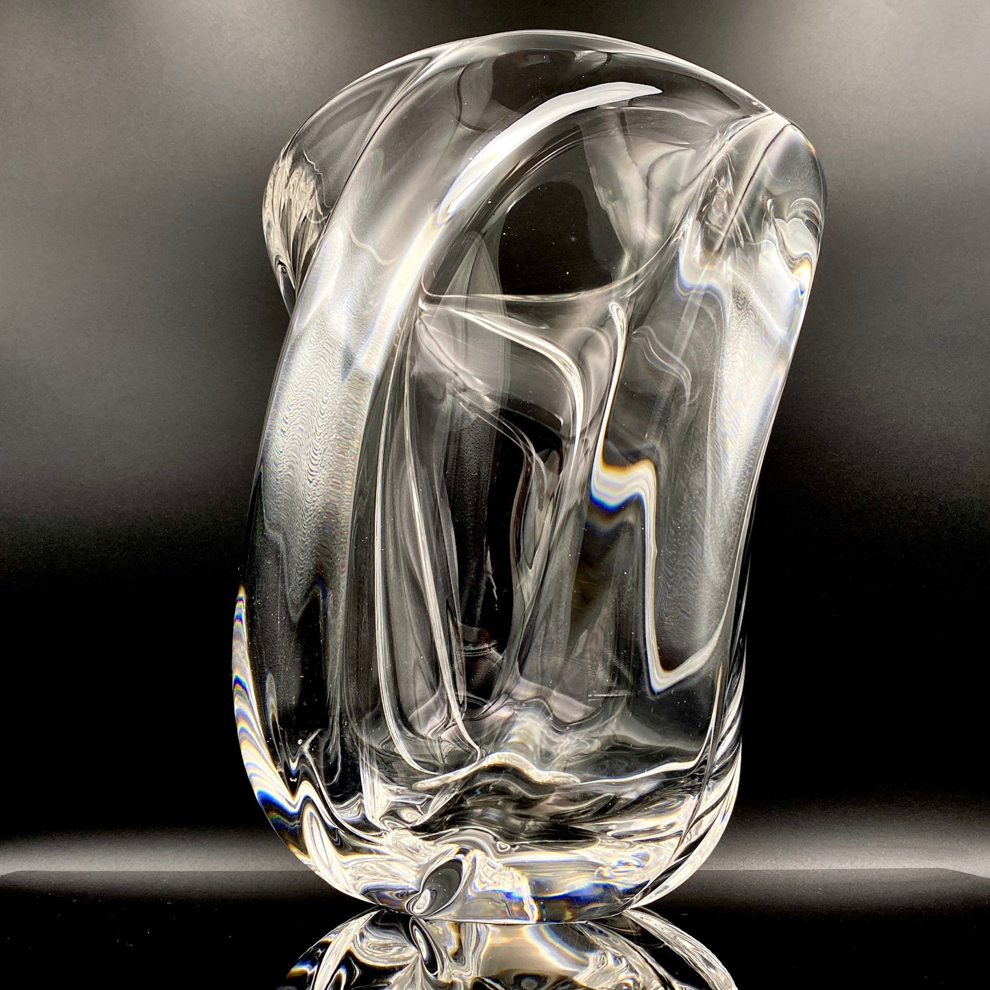 岩田 藤七 作 『玄』手吹き硝子クリスタル ワインクーラー、アイスボウル、晩年の最高傑作 大型作品  #74