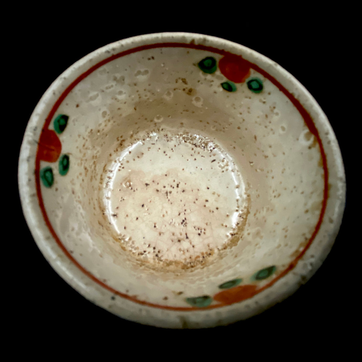 愛知 犬山焼 呉須赤絵吉祥文字文碗 乾山風秋草文筒型向付 呉須山水図丸小壺 煎茶碗 酒器 3点セット #345