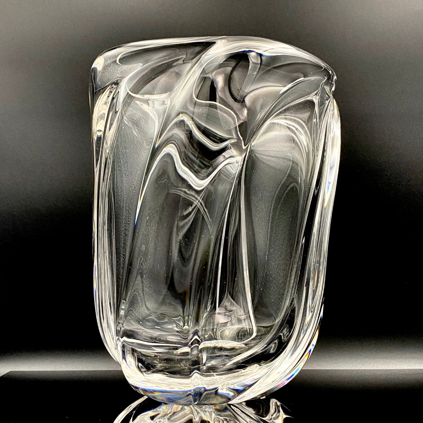 岩田 藤七 作 『玄』手吹き硝子クリスタル ワインクーラー、アイスボウル、晩年の最高傑作 大型作品  #74