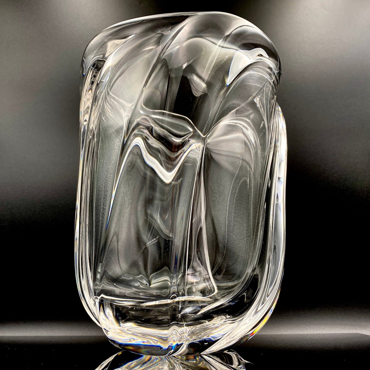 岩田 藤七 作 『玄』手吹き硝子クリスタル ワインクーラー、アイスボウル、晩年の最高傑作 大型作品  #74