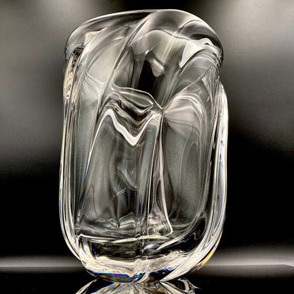 岩田 藤七 作 『玄』手吹き硝子クリスタル ワインクーラー、アイスボウル、晩年の最高傑作 大型作品  #74