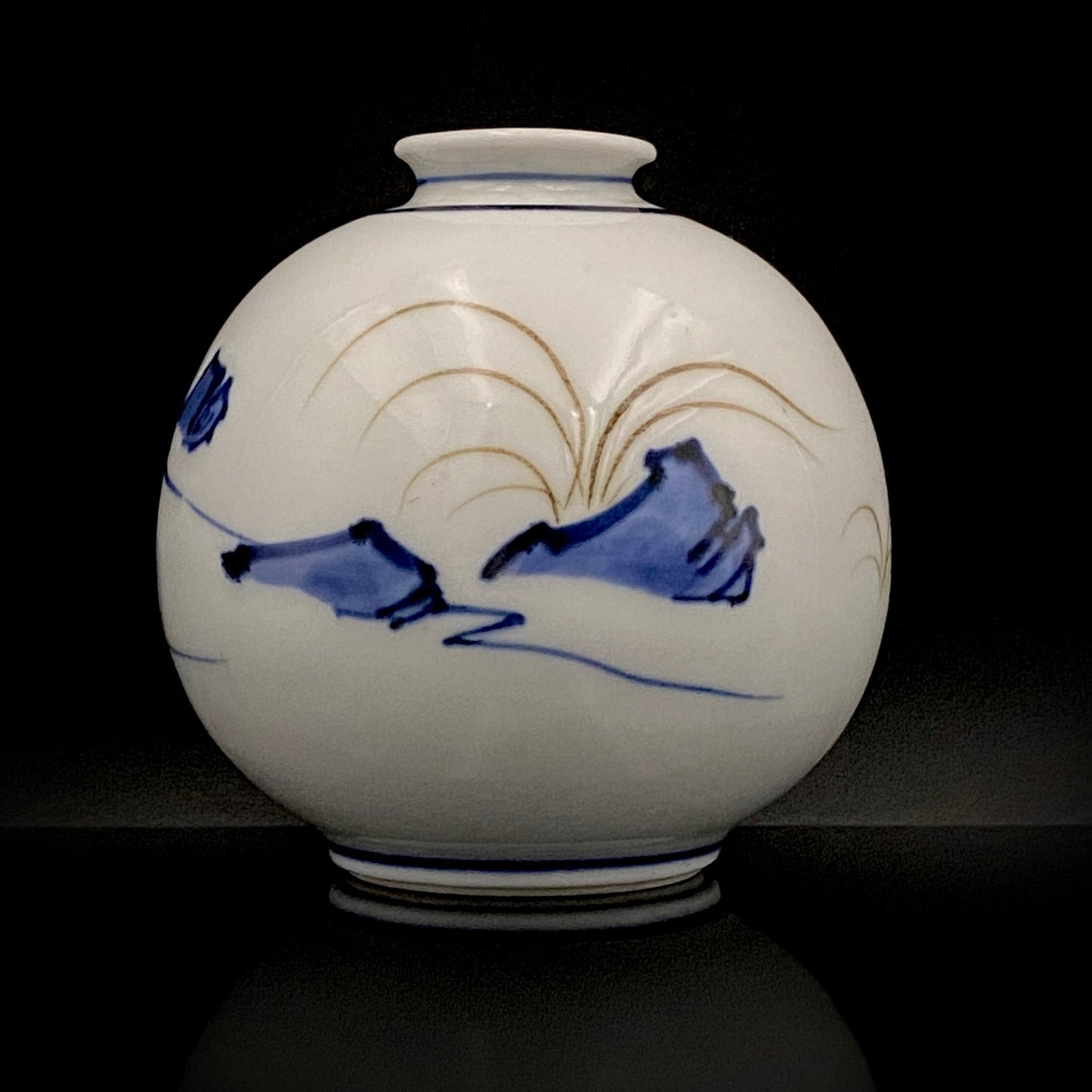 愛知 犬山焼 呉須赤絵吉祥文字文碗 乾山風秋草文筒型向付 呉須山水図丸小壺 煎茶碗 酒器 3点セット #345