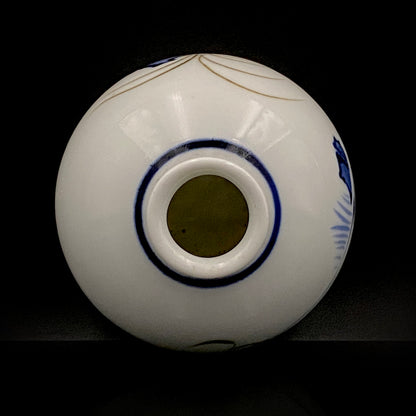 愛知 犬山焼 呉須赤絵吉祥文字文碗 乾山風秋草文筒型向付 呉須山水図丸小壺 煎茶碗 酒器 3点セット #345