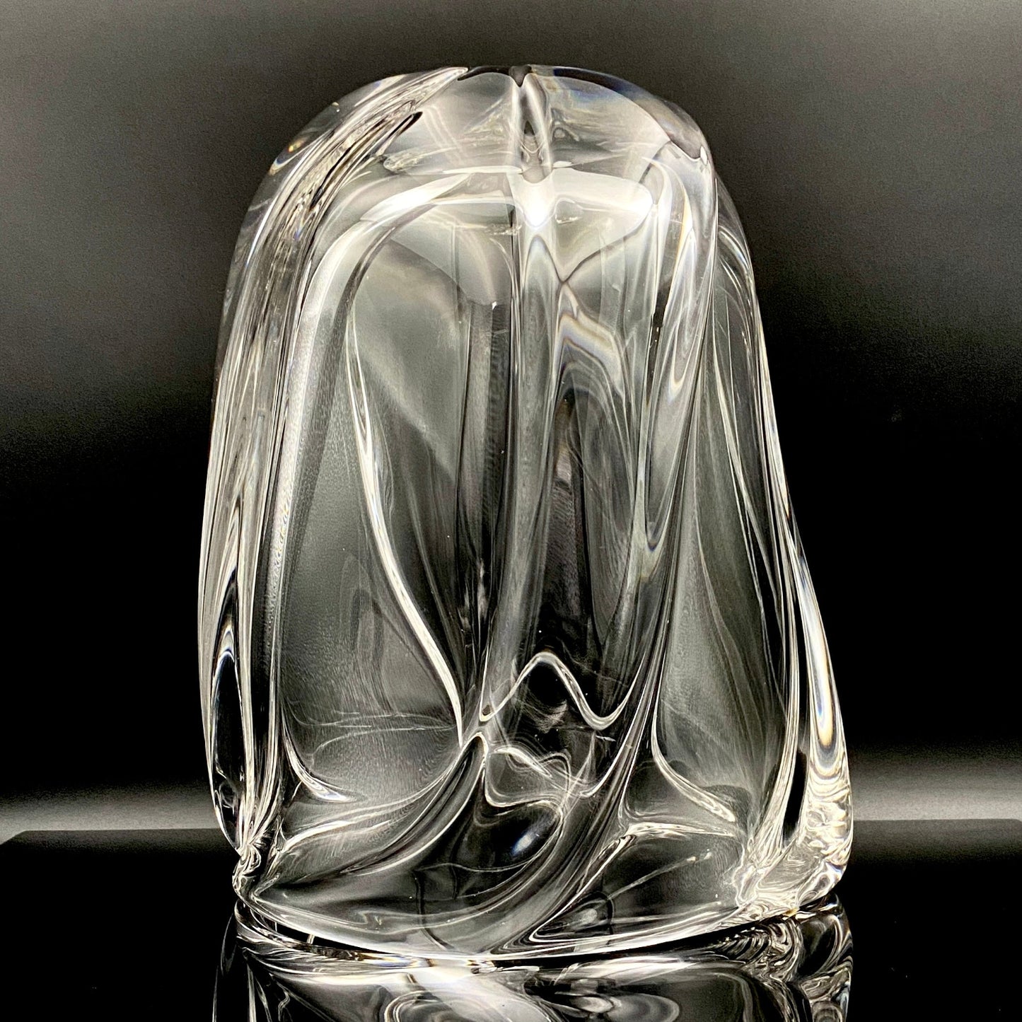 岩田 藤七 作 『玄』手吹き硝子クリスタル ワインクーラー、アイスボウル、晩年の最高傑作 大型作品  #74