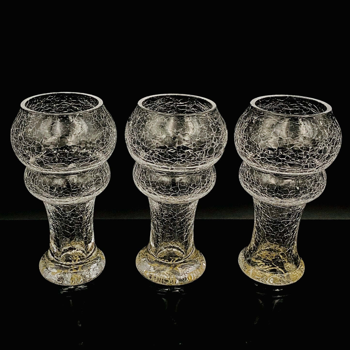 坂田 甚内（Jin）作 手吹き硝子 白金彩 金彩 玻璃盃深甚紋グラス ３点セット #80