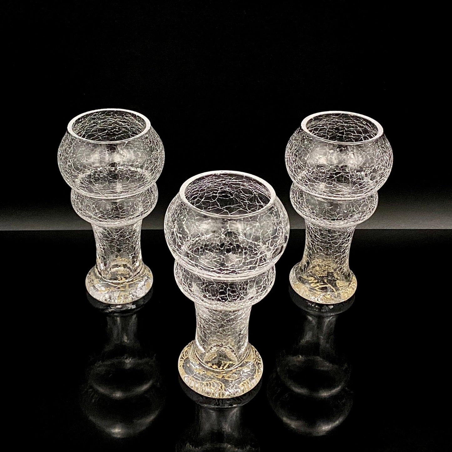 坂田 甚内（Jin）作 手吹き硝子 白金彩 金彩 玻璃盃深甚紋グラス ３点セット #80