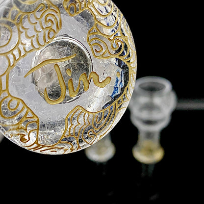 坂田 甚内（Jin）作 手吹き硝子 白金彩 金彩 玻璃盃深甚紋グラス ３点セット #80