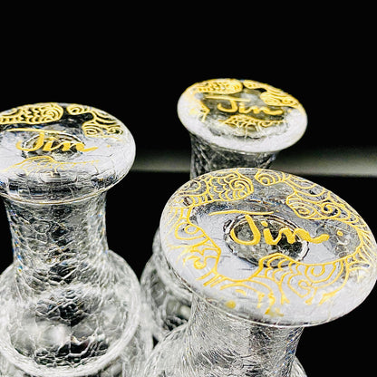 坂田 甚内（Jin）作 手吹き硝子 白金彩 金彩 玻璃盃深甚紋グラス ３点セット #80