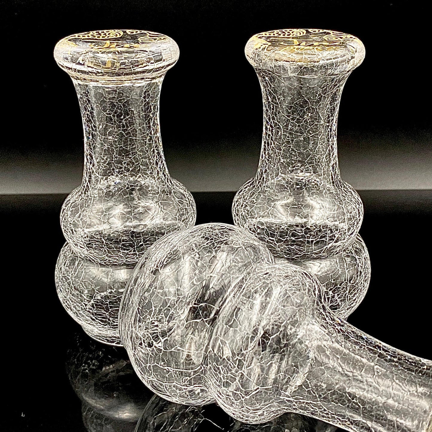 坂田 甚内（Jin）作 手吹き硝子 白金彩 金彩 玻璃盃深甚紋グラス ３点セット #80