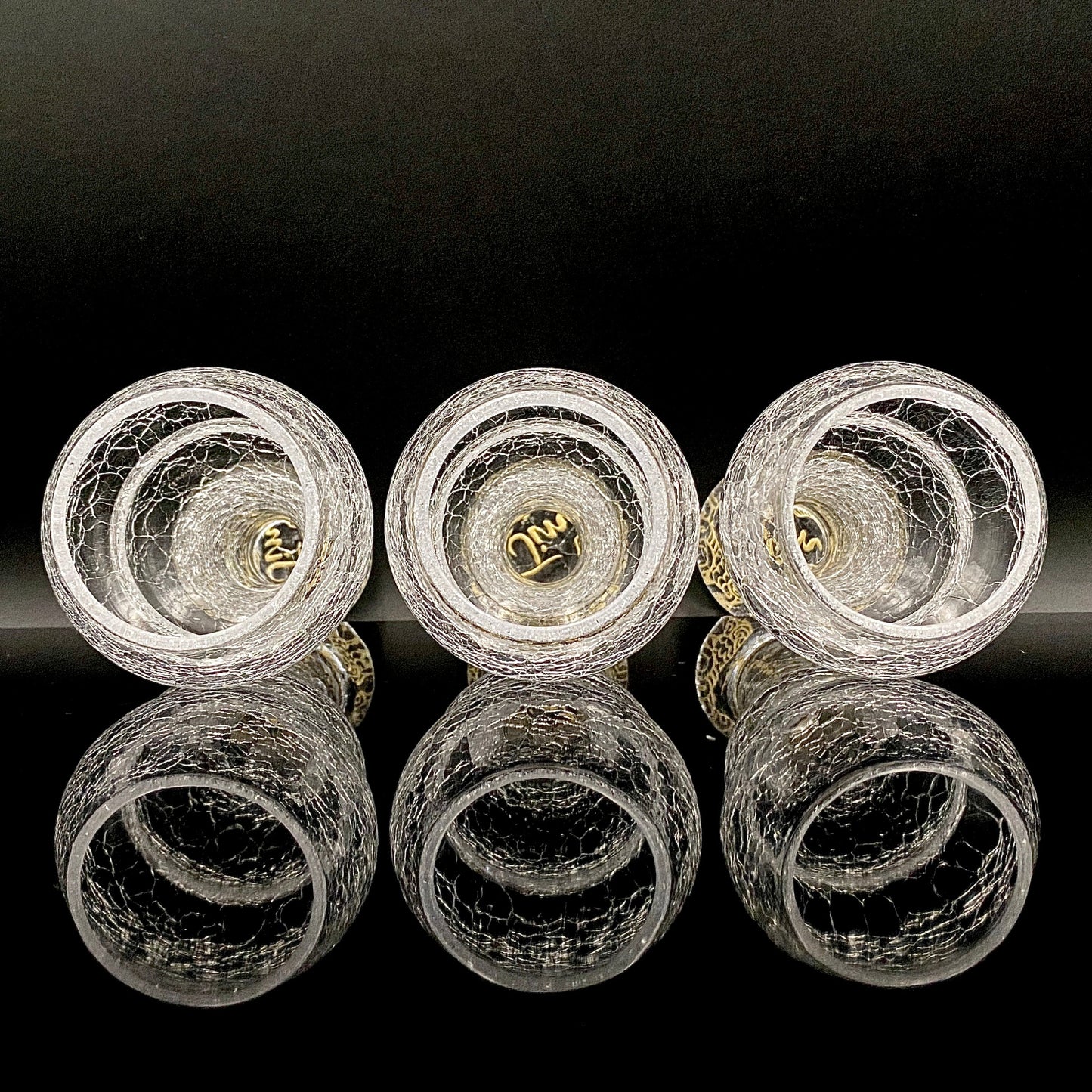 坂田 甚内（Jin）作 手吹き硝子 白金彩 金彩 玻璃盃深甚紋グラス ３点セット #80