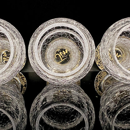 坂田 甚内（Jin）作 手吹き硝子 白金彩 金彩 玻璃盃深甚紋グラス ３点セット #80