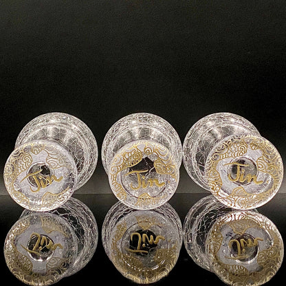 坂田 甚内（Jin）作 手吹き硝子 白金彩 金彩 玻璃盃深甚紋グラス ３点セット #80