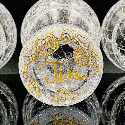 坂田 甚内（Jin）作 手吹き硝子 白金彩 金彩 玻璃盃深甚紋グラス ３点セット #80