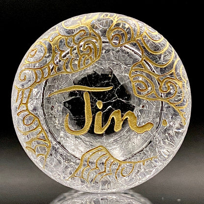 坂田 甚内（Jin）作 手吹き硝子 白金彩 金彩 玻璃盃深甚紋グラス ３点セット #80