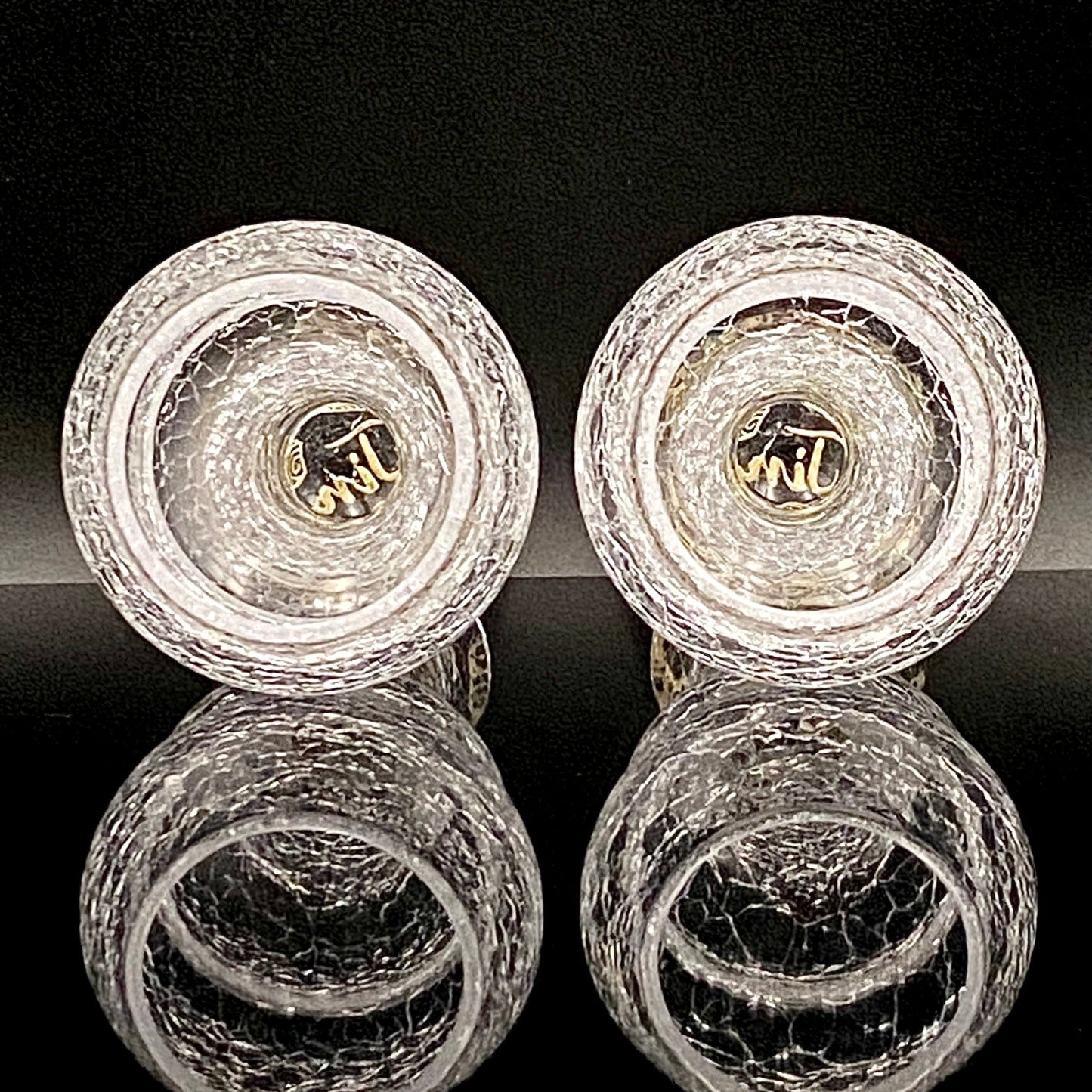 坂田 甚内（Jin）作 手吹き硝子 白金彩 金彩 玻璃盃深甚紋グラス ２点セット #81