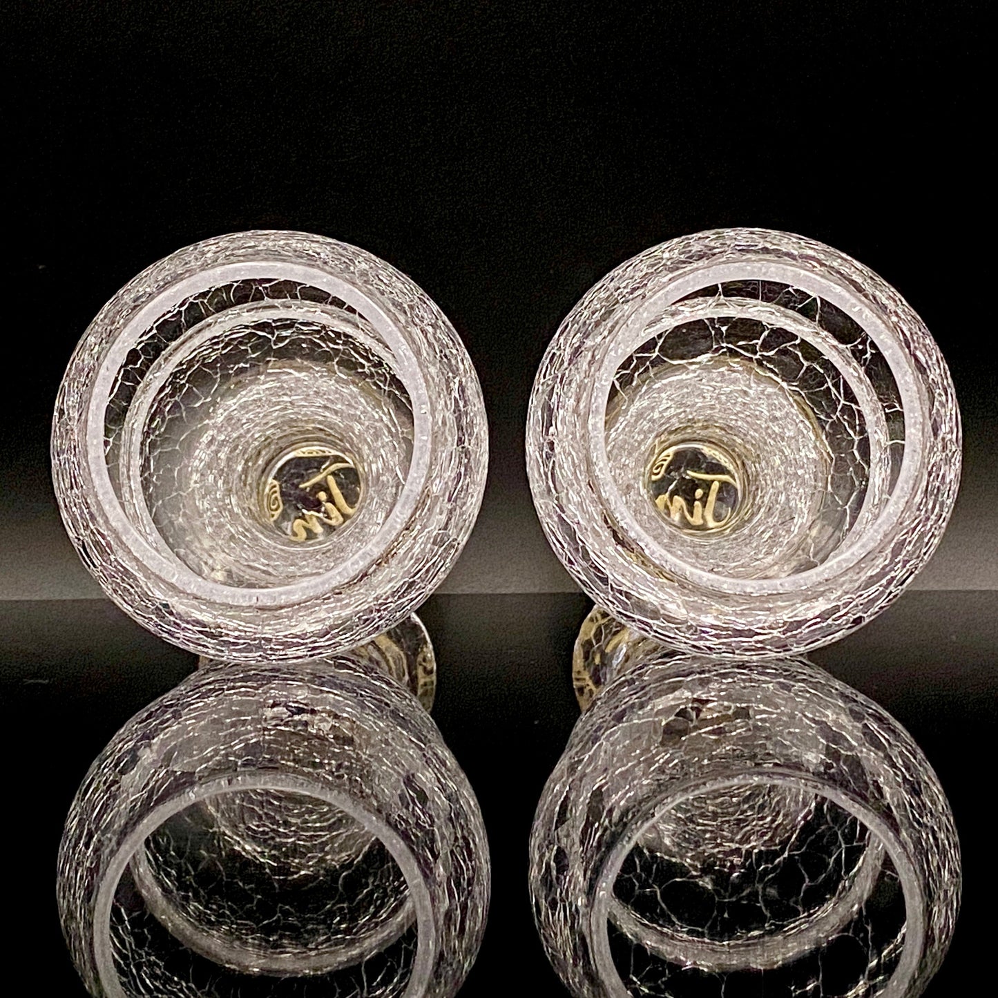 坂田 甚内（Jin）作 手吹き硝子 白金彩 金彩 玻璃盃深甚紋グラス ２点セット #81