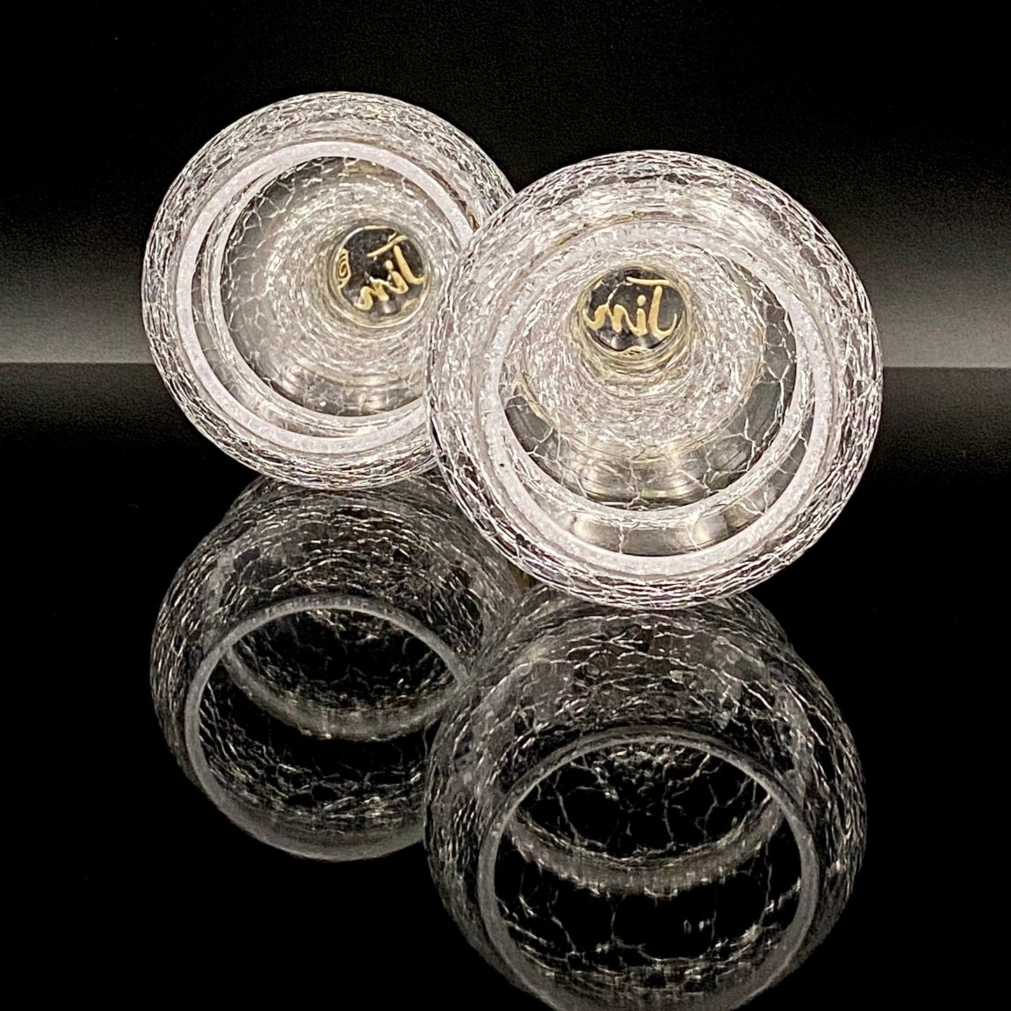 坂田 甚内（Jin）作 手吹き硝子 白金彩 金彩 玻璃盃深甚紋グラス ２点セット #81