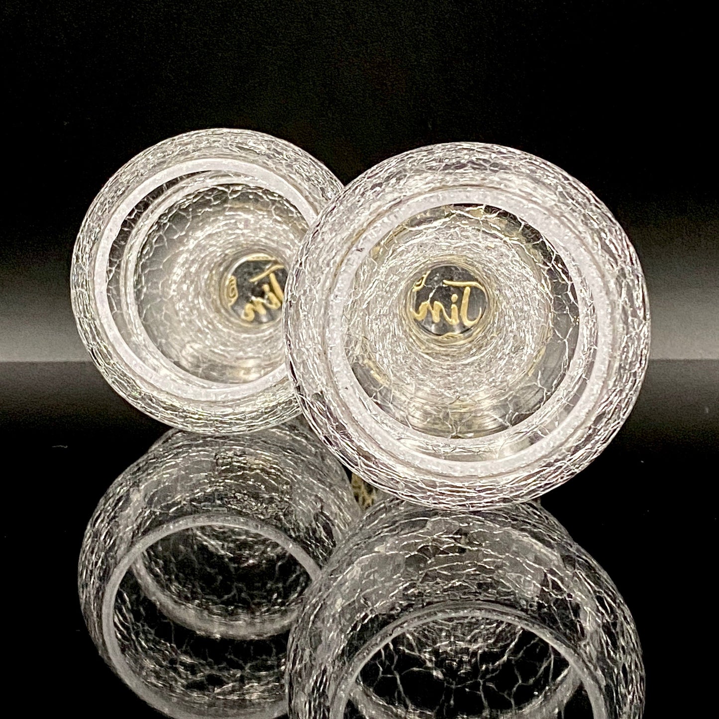 坂田 甚内（Jin）作 手吹き硝子 白金彩 金彩 玻璃盃深甚紋グラス ２点セット #81