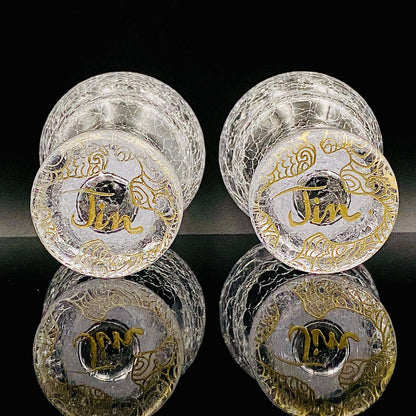 坂田 甚内（Jin）作 手吹き硝子 白金彩 金彩 玻璃盃深甚紋グラス ２点セット #81