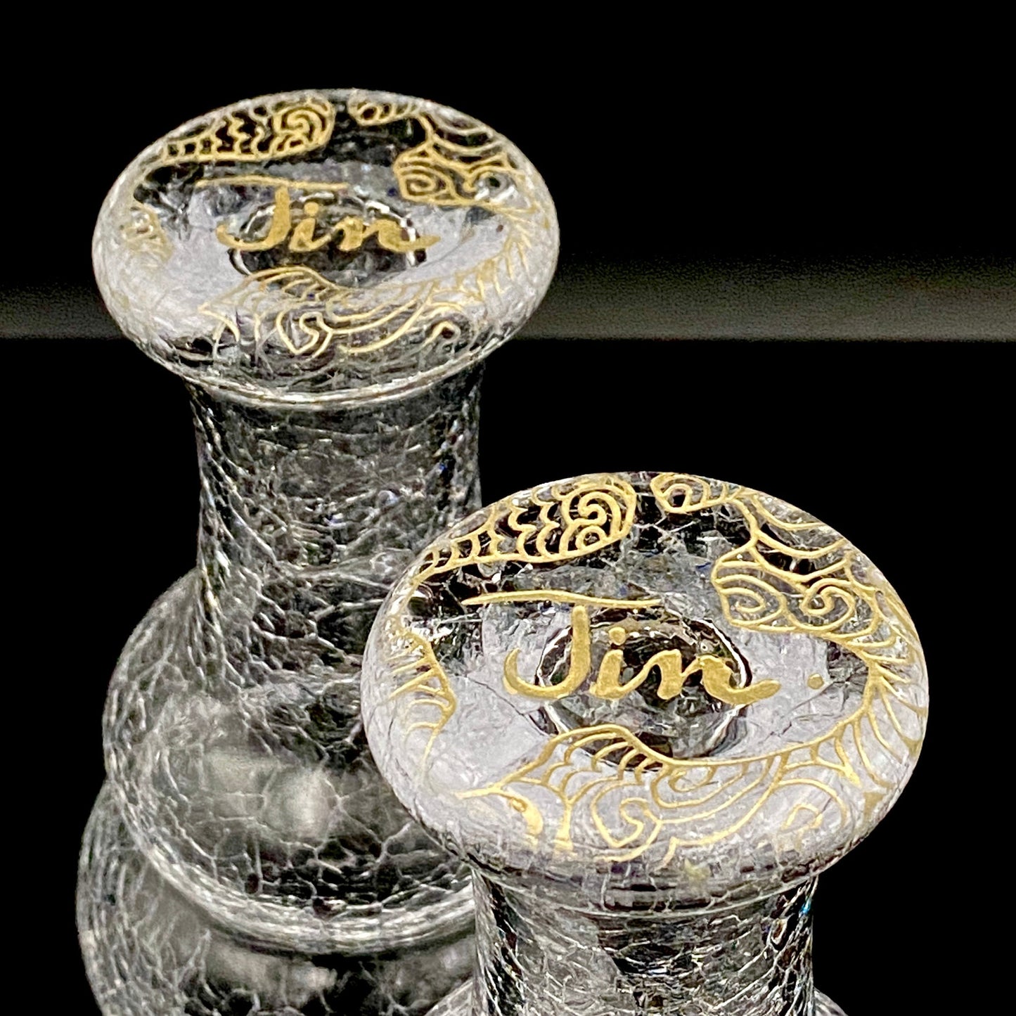 坂田 甚内（Jin）作 手吹き硝子 白金彩 金彩 玻璃盃深甚紋グラス ２点セット #81