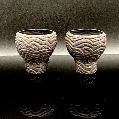 坂田 甚内（甚/じん）作 黒陶杯 酒盃 黒陶器グラス ２点セット #82