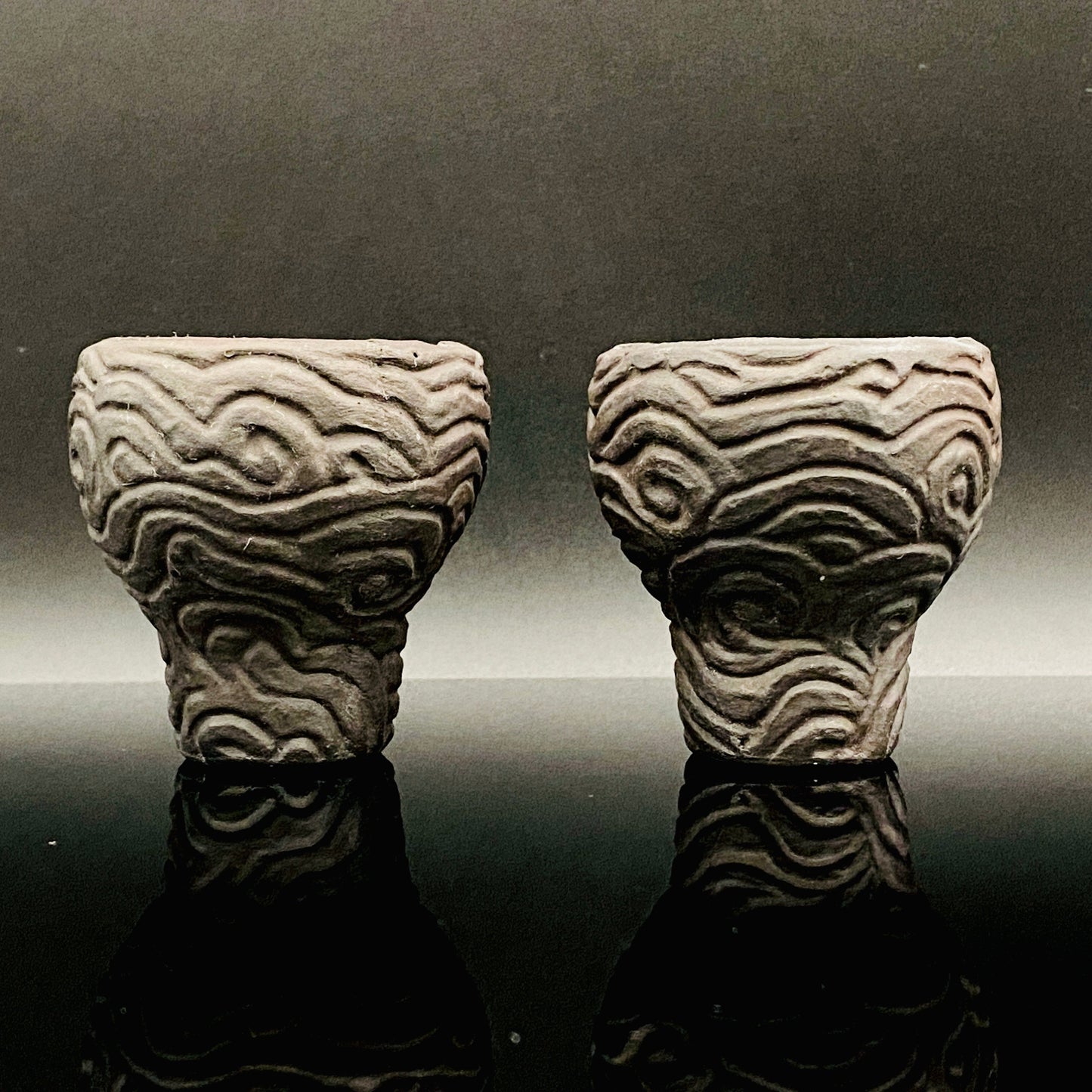 坂田 甚内（甚/じん）作 黒陶杯 酒盃 黒陶器グラス ２点セット #82