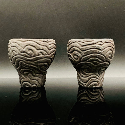 坂田 甚内（甚/じん）作 黒陶杯 酒盃 黒陶器グラス ２点セット #82