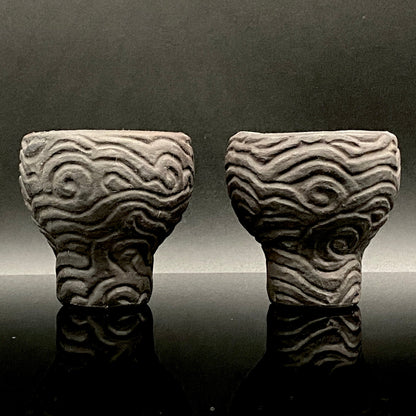 坂田 甚内（甚/じん）作 黒陶杯 酒盃 黒陶器グラス ２点セット #82