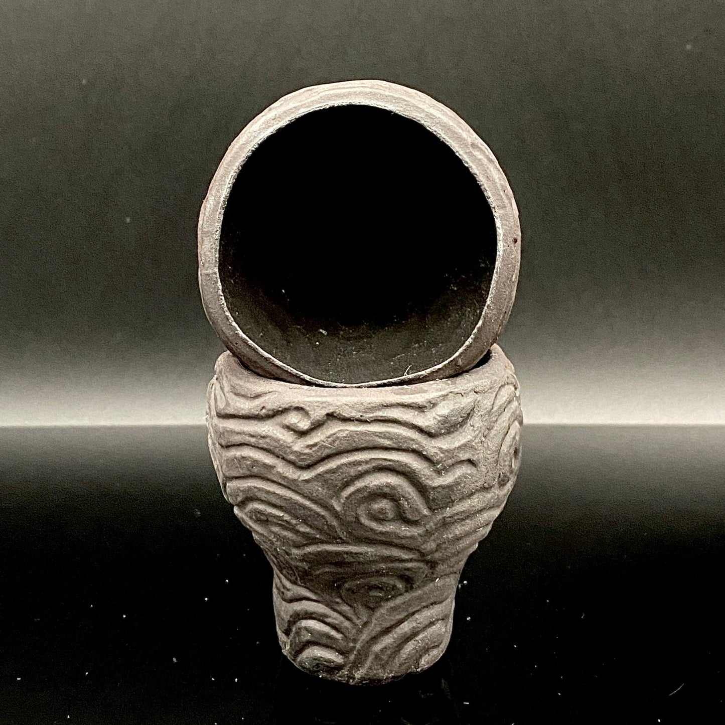 坂田 甚内（甚/じん）作 黒陶杯 酒盃 黒陶器グラス ２点セット #82