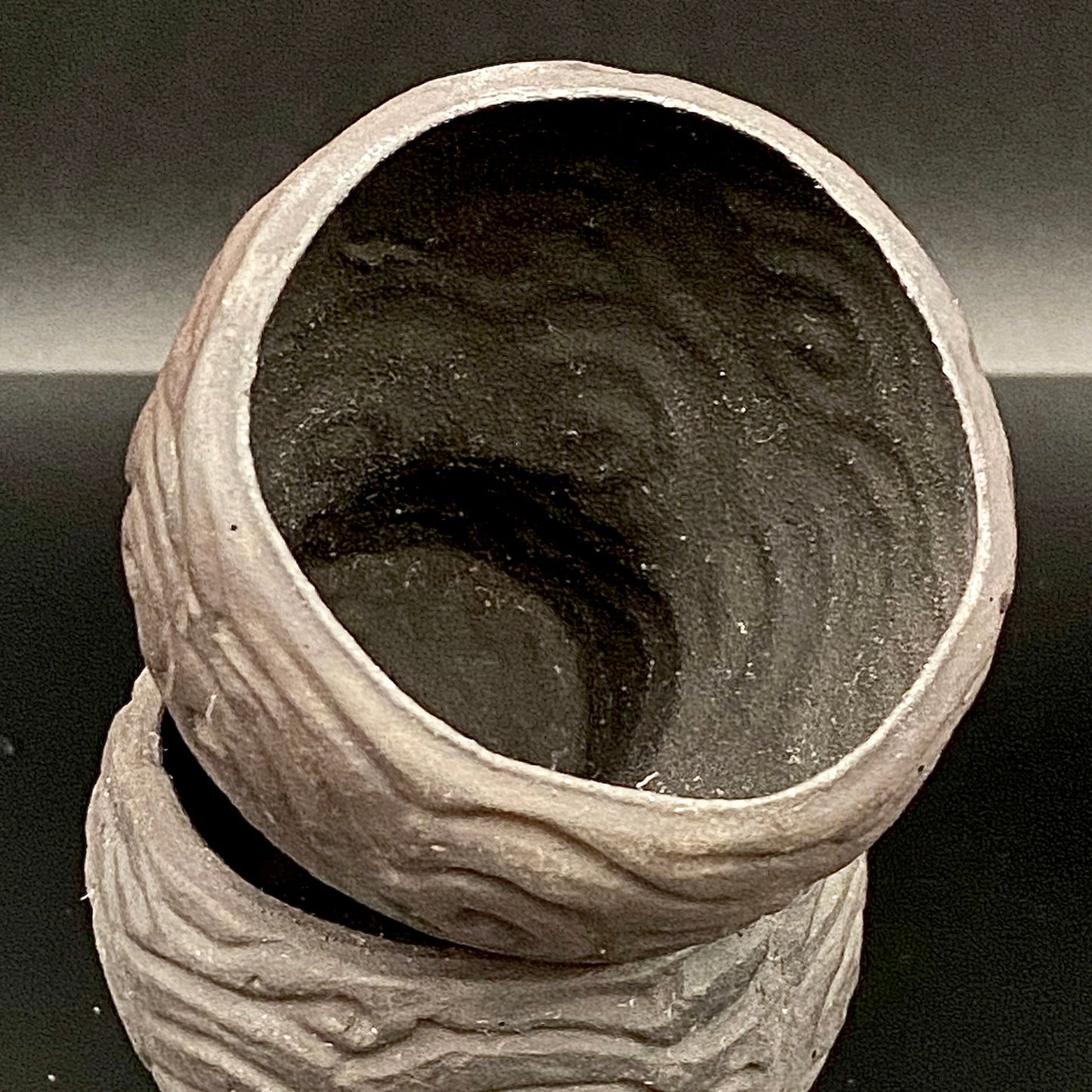 坂田 甚内（甚/じん）作 黒陶杯 酒盃 黒陶器グラス ２点セット #82