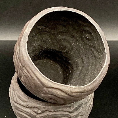 坂田 甚内（甚/じん）作 黒陶杯 酒盃 黒陶器グラス ２点セット #82