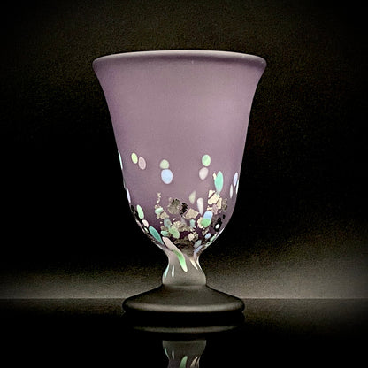 Koji Ishii: Hand-Blown Satin Glass, Silver Leaf Saika-mon Pattern, Stemmed Tasting Glass, Wine Glass #412