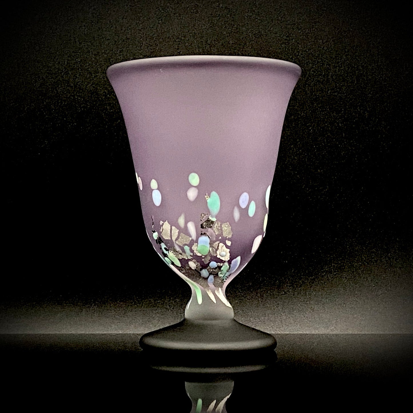 Koji Ishii: Hand-Blown Satin Glass, Silver Leaf Saika-mon Pattern, Stemmed Tasting Glass, Wine Glass #412