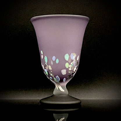 Koji Ishii: Hand-Blown Satin Glass, Silver Leaf Saika-mon Pattern, Stemmed Tasting Glass, Wine Glass #412