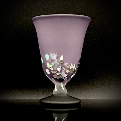 Koji Ishii: Hand-Blown Satin Glass, Silver Leaf Saika-mon Pattern, Stemmed Tasting Glass, Wine Glass #412