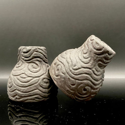 坂田 甚内（甚/じん）作 黒陶杯 酒盃 黒陶器グラス ２点セット #82