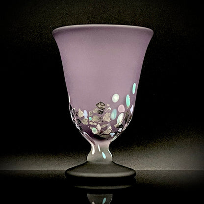 Koji Ishii: Hand-Blown Satin Glass, Silver Leaf Saika-mon Pattern, Stemmed Tasting Glass, Wine Glass #412