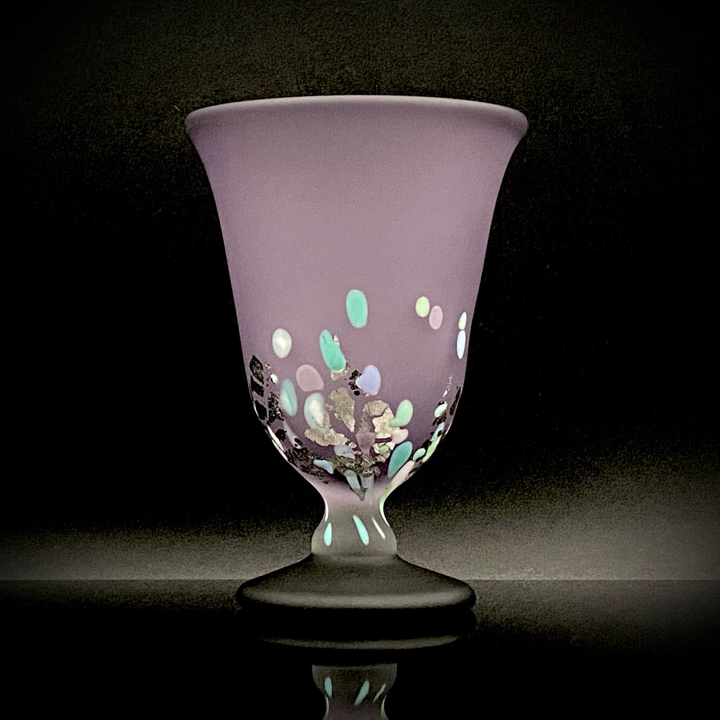 Koji Ishii: Hand-Blown Satin Glass, Silver Leaf Saika-mon Pattern, Stemmed Tasting Glass, Wine Glass #412