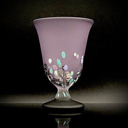 Koji Ishii: Hand-Blown Satin Glass, Silver Leaf Saika-mon Pattern, Stemmed Tasting Glass, Wine Glass #412