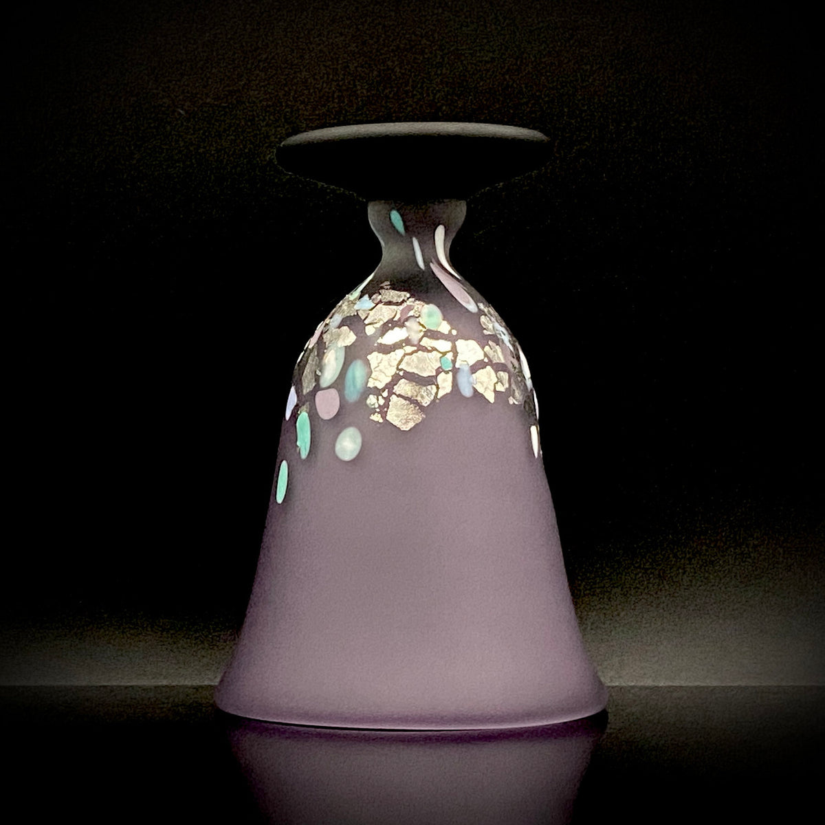 Koji Ishii: Hand-Blown Satin Glass, Silver Leaf Saika-mon Pattern, Stemmed Tasting Glass, Wine Glass #412