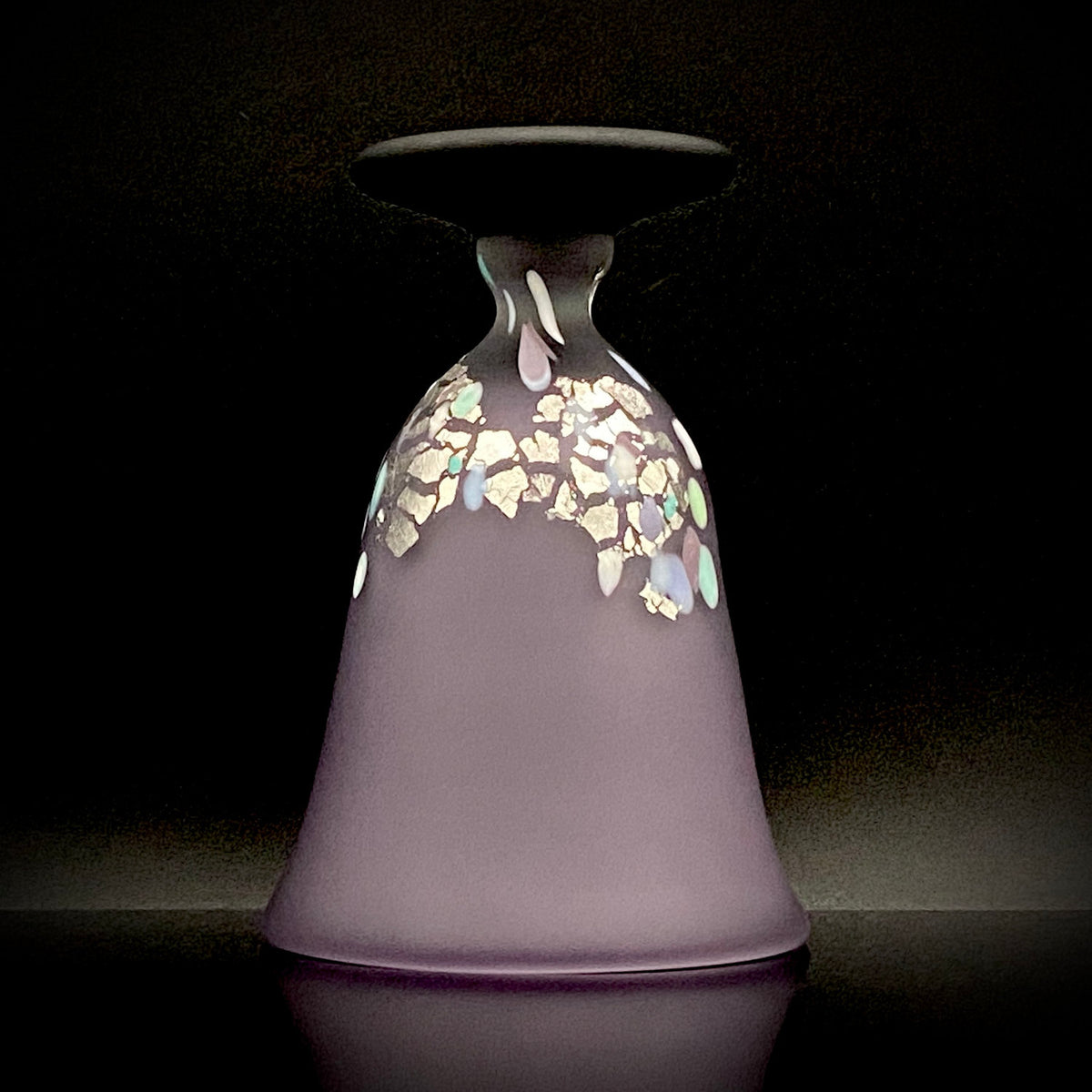 Koji Ishii: Hand-Blown Satin Glass, Silver Leaf Saika-mon Pattern, Stemmed Tasting Glass, Wine Glass #412